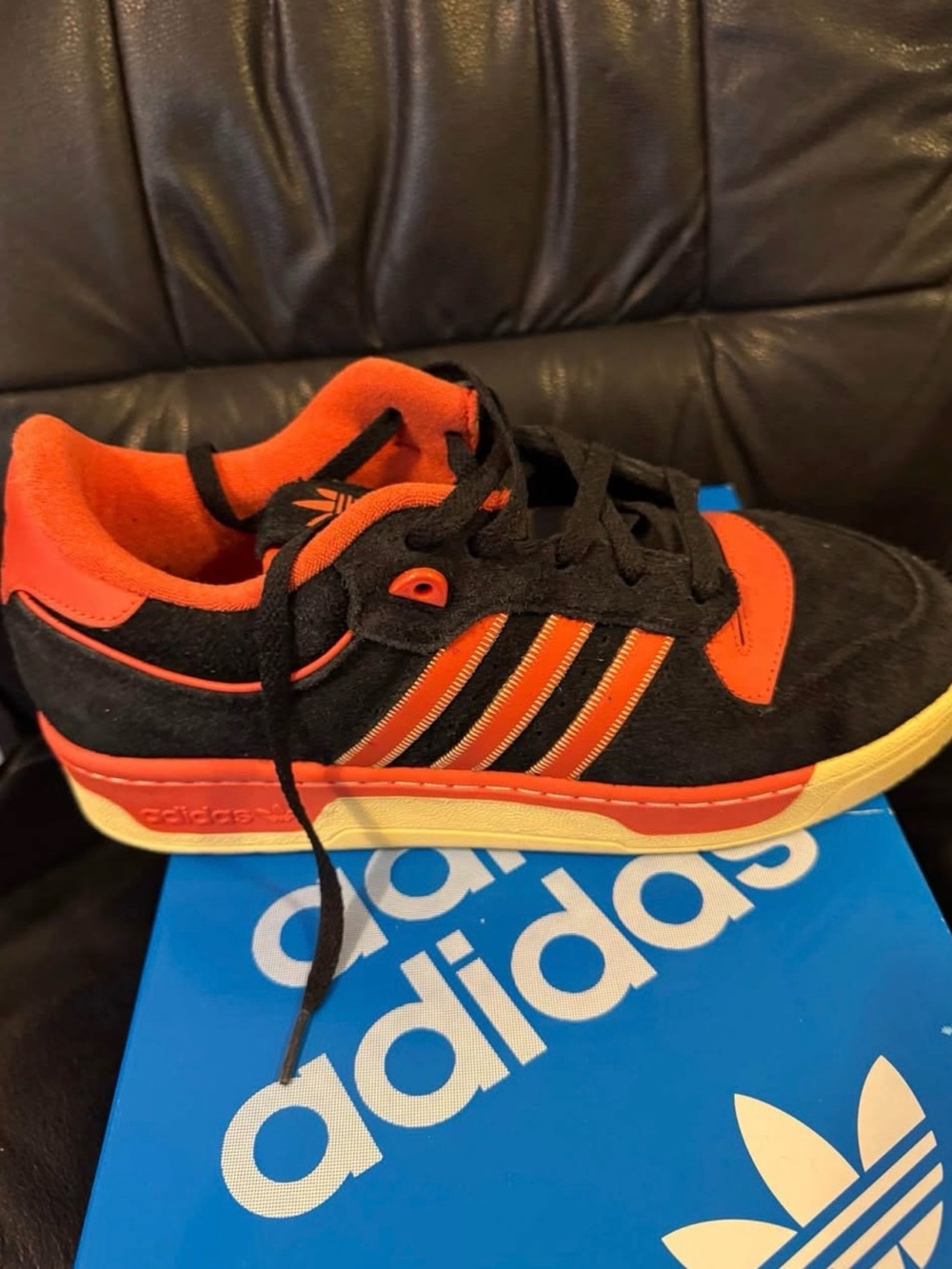 Adidas Black & Orange Suede Low-Top Trainers
